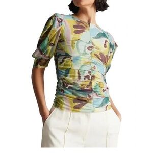 TED BAKER VYoll Printed Mesh Top in Green Size 3/US 8
